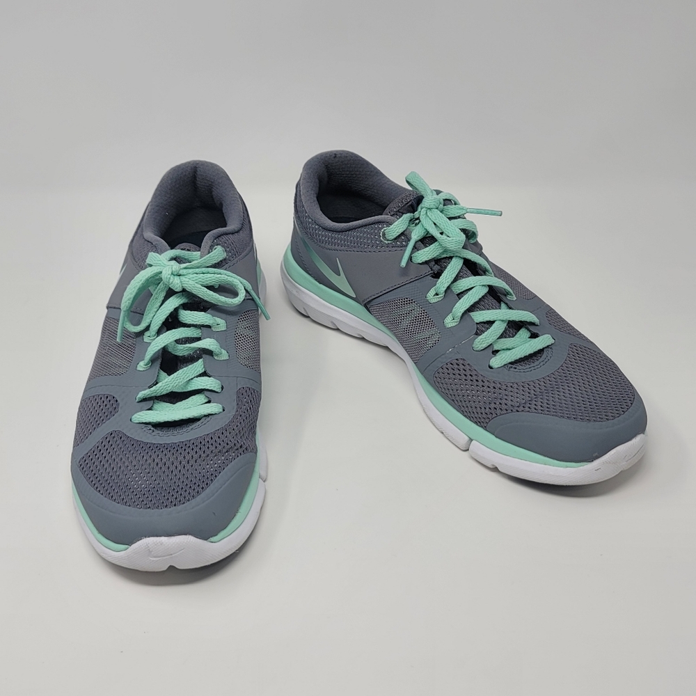 Nike Shoes Womens Sz 8.5 Gray Green Flex 2014 Run Running Sneakers Trainers